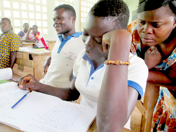 Akebu young lady reading a text she composed